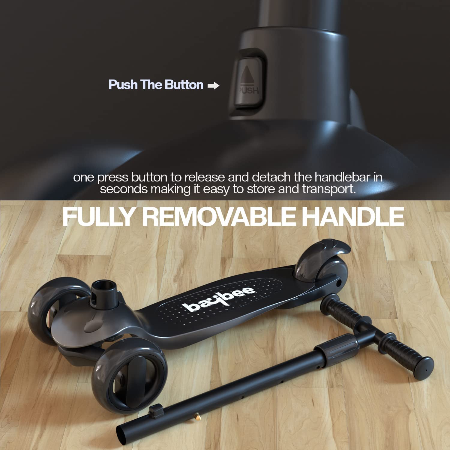 Baybee Alpha Glide Kick Scooter for Kids-Black Baybee Alpha Glide Kick Scooter for Kids-Black