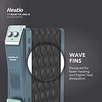 Havells Hestio 11 Wave Fin OFR 2900 Watt with 3 Heat Setting 1000W/1500W/2500W & PTC Heater 400W
