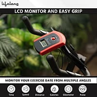 Lifelong LLESB99 Exercise Spin Fitness Bike with 6kg Flywheel Adjustable Resistance LCD Monitor & Heart Rate Sensor for Fitness at Home