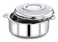 TWIN BIRDS Helio Stainless Steel Casserole for Roti | Steel Tiffin Box | Insulated Casserole 2500ml | Hotpot Roti Box with Steel Lid | Stainless Steel Serving Dish