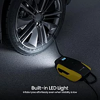 Portronics VAYU Lite Tyre Inflator – Portable | Car Charger Socket | Black-Yellow
