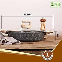 AGARO Imperial Granite Non Stick Kadai with Glass Lid, 2.8L / 24cm, Kadai