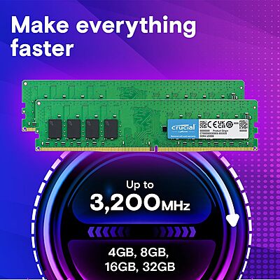 Crucial 8GB DDR4 3200MHz CL22 Desktop RAM – UDIMM | 10 Years Warranty