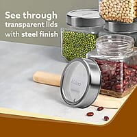 AGARO Elegant Cube Jar 580 ml, Square Shaped, Transparent Lid  Pack of 2.