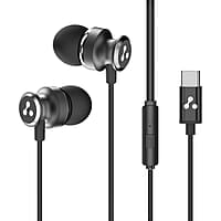 Ambrane Type-C Wired Earphones, 10Mm Bass Drivers, Inline Controls for Type C Smartphones, Iphone 15 & Laptop, 1.2M Braided Anti Tangle Wire with Mic for Clear Calling Stringz 03