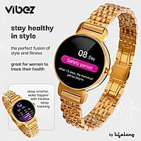 Vibez by Lifelong Ruby 1.04" AMOLED Smartwatch for Women with Metal Strap, Bluetooth Calling, 60 Hz, Voice Assistance