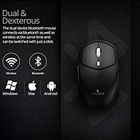 Coconut WM27 Jade Wireless Optical Mouse – Bluetooth & 2.4GHz Wireless | 1600 DPI | Ergonomic Design | Home & Office Use | Black | 1 Year Warranty