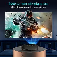 Portronics Beem 490 Smart Projector – 1080p Full HD, 6000 Lumens, Compact Design | Wi-Fi Enabled | Perfect for Home Theater, Presentations & Gaming