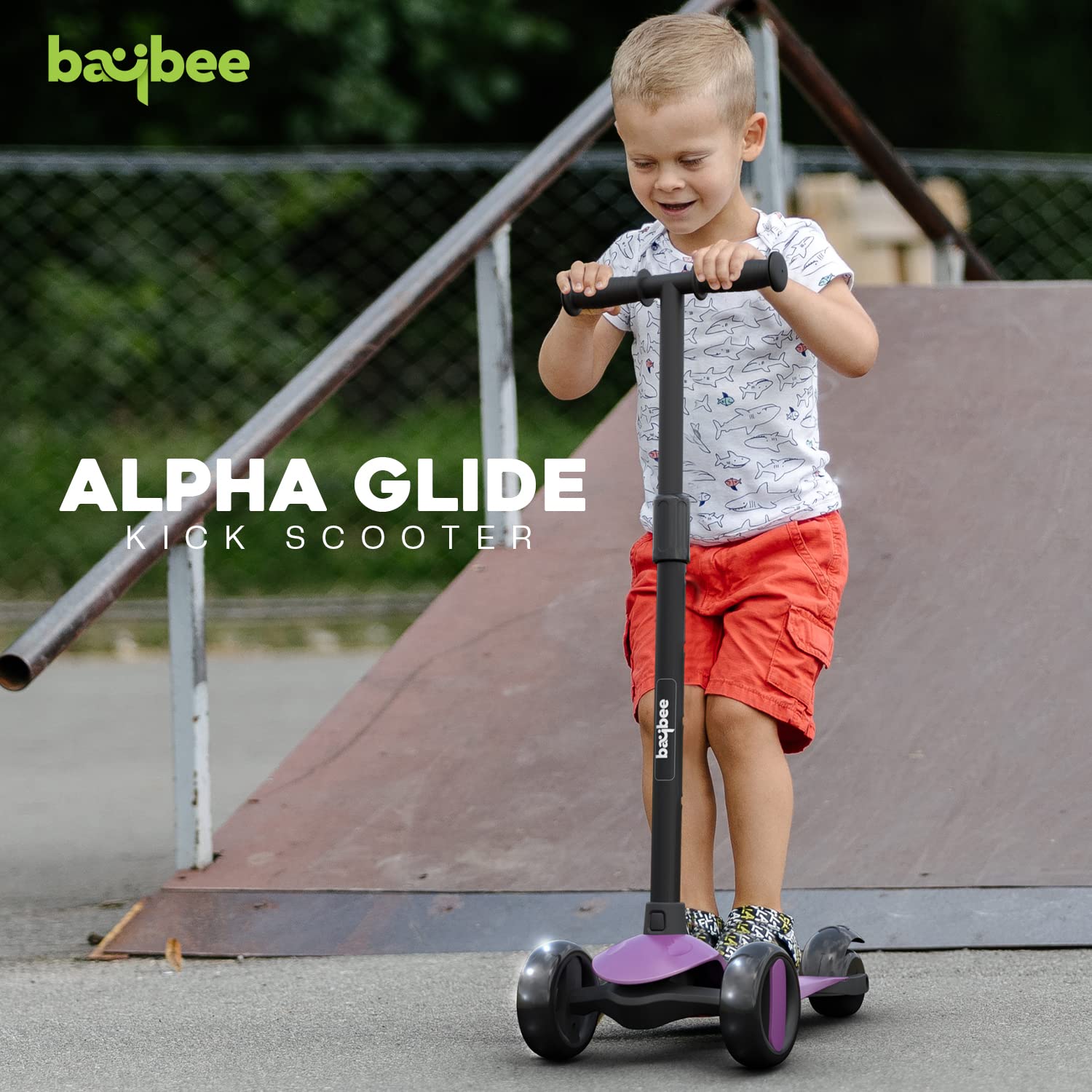 Baybee Alpha Glide Kick Scooter for Kids- Violet Baybee Alpha Glide Kick Scooter for Kids- Violet