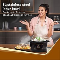 AGARO Royal Electric Pressure Cooker, 3 Liter Stainless Steel Inner Pot, 5 Preset Menu, Automatic Cooking