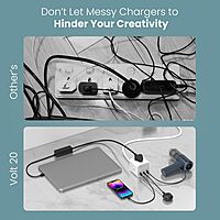 Portronics Volt 20 – 20W Desktop Charger features 3 AC ports, allowing you to charge multiple devices simultaneously. Compact design, efficient power delivery, perfect for home or office use.