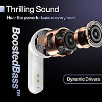 Ambrane Dots Sense True Wireless Earbuds with 21 Hours Playtime,Environmental Noise Cancellation (Enc),10Mm Drivers with Boostedbass,Bluetooth V5.1,Ipx4 Splash Proof