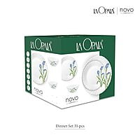 La Opala Opal Glass Dinner Set 35 pcs, Silken Charm, White