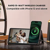Portronics Freedom 5 – 15W Wireless Charger & Photo Frame combines functionality with style. Charge your devices wirelessly while displaying your favorite photos in a sleek, modern design.