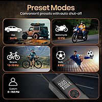 Portronics Vayu 7.0 – 150 PSI Tyre Inflator, 4000mAh battery, compact design, LED light, digital display, auto shut-off, perfect for cars, bikes, sports equipment, and more. Fast inflation!