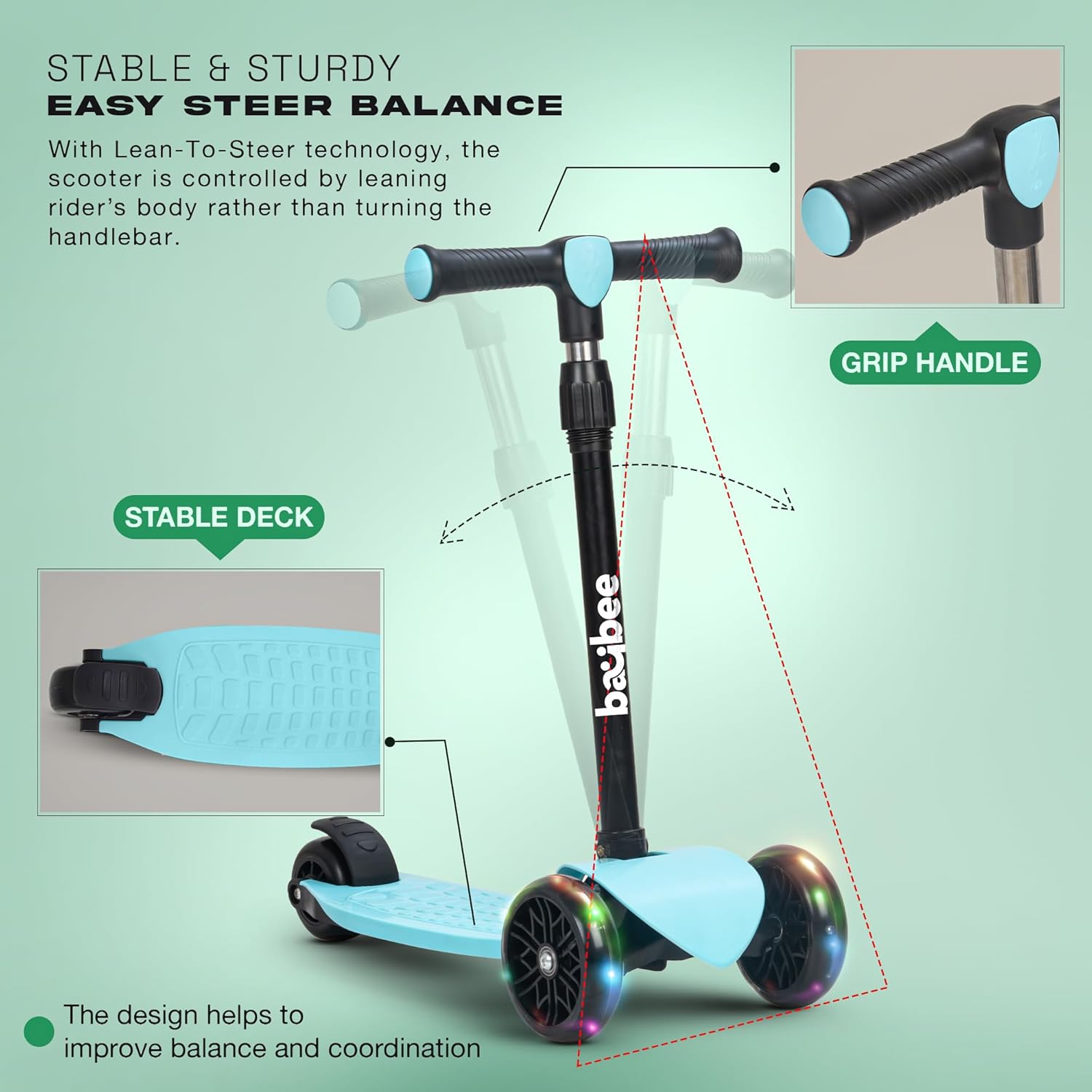 Baybee Zoomie Foldable Kick Scooter for Kids-Blue Baybee Zoomie Foldable Kick Scooter for Kids-Blue