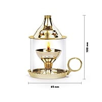 Borosil Small Size Mangal Diya Decorative Brass Glass Oil Lamp