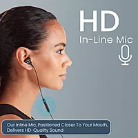 Portronics Conch Sigma A – 3.5mm Earphones with Mic, sleek black design, high-quality sound, comfortable fit, perfect for music and calls, durable build, ideal for everyday use.