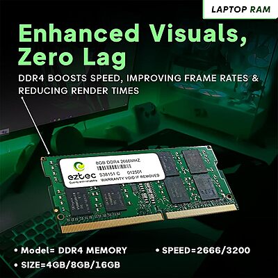 EZTEC 8GB DDR4 Laptop RAM – 2666MHz Speed | S38151C Module | High-Performance Memory Upgrade for Laptops