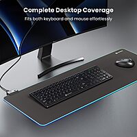 Portronics Comfipad Glow RGB Mouse Pad – Large, Black, Smooth & Vibrant RGB