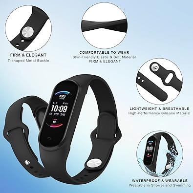 Mi Smart Band 5/6 Strap – Original Silicone Replacement Wristband for Mi Band 5 & 6, Adjustable, Durable, Comfortable Fit (Device Not Included)