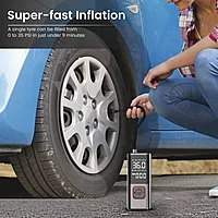 Portronics Vayu 2.0 Rechargeable Tyre Inflator – 150 PSI Pressure | 6000 mAh Battery | Preset Modes | Digital Display | Flashlight Torch | Air Pump Compressor for Car, Bike, Cycle | Black