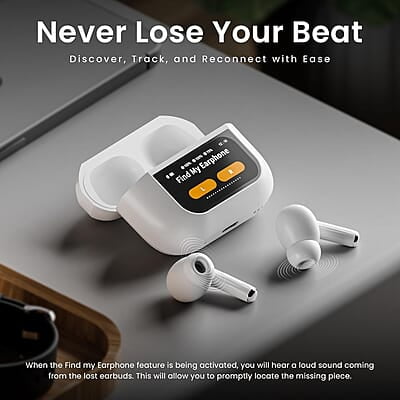 Air Pods Pro TWS Headset with Touch Display Airpods Pro TWS ANC Working / Wallpaper Change / Time Display / Charging Display ANC / ENC