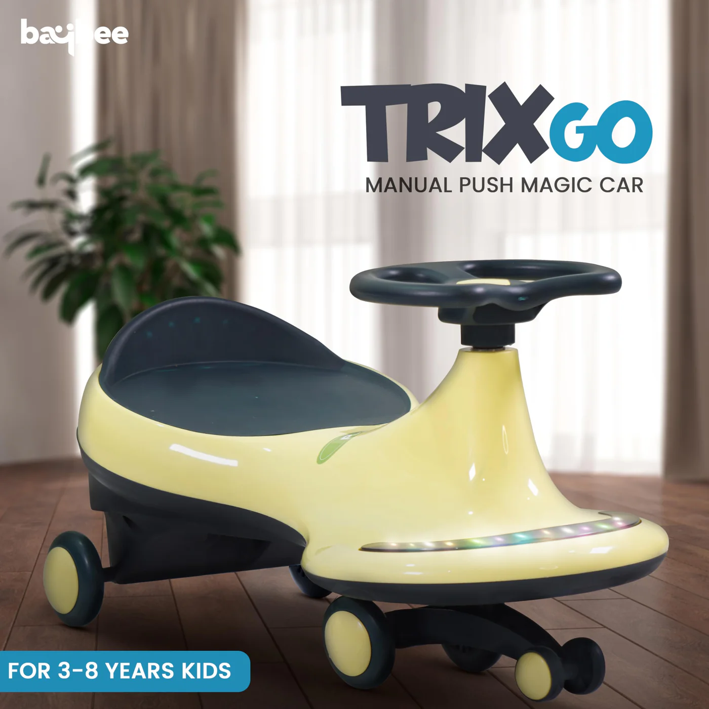 Baybee Trix Go Kids Magic Swing Cars for Kids-Yellow Baybee Trix Go Kids Magic Swing Cars for Kids-Yellow