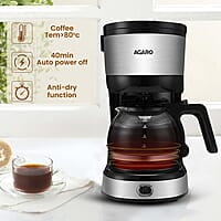 AGARO Royal 4 Big Cups Drip Coffee Maker, 600 Ml Borosilicate Glass Carafe Jar, 750W