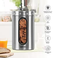 MILTON Steel Crispy 2000 Storage Jar, 2 Litres, Silver  Light Weight Odour Proof  Dishwasher Safe