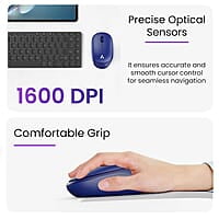 Ambrane Wireless Mouse, 1600 DPI, Silent Click, 2.4GHz with USB Dongle, 10M Range, Optical Orientation, Click Wheel, Instant connectivity, Ergonomic Design for All Day Comfort