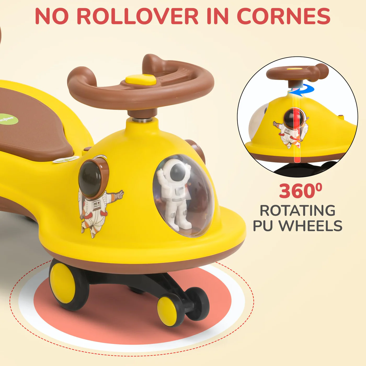 Baybee Astro Baby Swing Car for Kids-Yellow/Brown Baybee Astro Baby Swing Car for Kids-Yellow/Brown