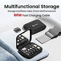 Portronics Snapcase – 60W Fast Charging Cable Kit, All-in-One, features durable design, multiple connectors, and rapid charging capabilities, perfect for all your devices on the go.