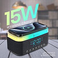 Portronics Trifusion 16W Bluetooth Speaker – 15W Wireless Charging | RGB LED Lights | Black