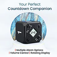 Portronics Timeout Smart Countdown Timer Cube – 1, 5, 7, 9 Minute Timers with Audio-Visual Alarm | Ideal for Kitchen, Study, Games, Workouts, Meditation & Yoga | Black