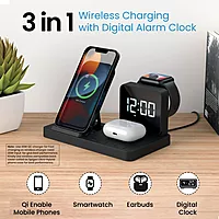 Portronics Bella – 15W 3-in-1 Wireless Charger for Apple Devices, designed for seamless charging of iPhone, AirPods, and Apple Watch. Compact, stylish, and efficient for your tech needs.