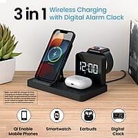 Portronics Bella 15 W 3 in 1 Wireless Charger for iPhone 15/15 Plus/15 Pro/15 Pro Max, iPhone 14/14 Plus/14 Pro/Max, iPhone 13, 13 Pro/Max, Airpods 3rd/2nd gen and Apple Watch Series