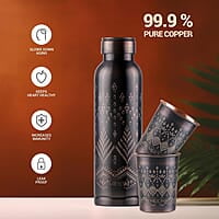MILTON Copper Elegante Gift Set (1- Bottle, 940 ml and 2-Tumbler, 290 ml Each), Copper Ethnic
