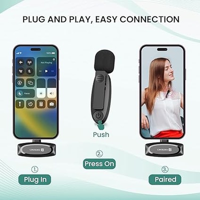 Portronics Dash 7 Omnidirectional Type C Wireless Microphone, Noise Cancellation, Plug & Play, Lapel Wireless Mic for Video Recording, Supports Type C Android, iPhone, Camera(Black) Portronics Dash 7 Omnidirectional Type C Wireless Microphone, Noise Cancellation, Plug & Play, Lapel Wireless Mic for Video Recording, Supports Type C Android, iPhone, Camera(Black)