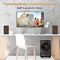 lapcare Badshah LUS‑207 Bluetooth Home Theatre – 50 W 2.1, Wooden Cabinet, High-Bass Stereo Sound | USB, Aux, FM Inputs | Remote Control