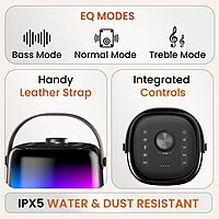 Portronics POR 2036 Dash 4 Speaker – 50W Bluetooth 5.3 | Karaoke Mic | RGB | Black