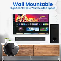 Portronics Pure Sound 106 – 120W 2.1 Home Theatre Soundbar delivers rich sound, powerful bass, stylish design, and versatile connectivity options.