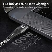 Portronics USB Type-C Braided Cable for Mobile & Laptop – Black. Durable, fast charging, and data transfer. Compatible with various devices. Ideal for everyday use. Length: 1 meter.