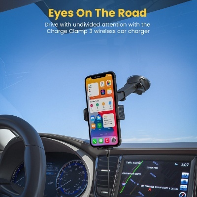 Portronics Charge Clamp 3 Wireless Car Charger with 15 Watts Fast Charging (Qi Compatible), Free Type-C Cable, 360° Rotation, for iPhone & Android Smartphones (Black) Portronics Charge Clamp 3 Wireless Car Charger with 15 Watts Fast Charging (Qi Compatible), Free Type-C Cable, 360° Rotation, for iPhone & Android Smartphones (Black)