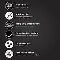 Preethi Luxe Max 4 Burner Glass Top Gas Stove With Driptray Less Infinity Design