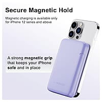 Ambrane 10000mAh Magnetic Wireless Power Bank with Stand, 15W Wireless Fast Charging, Compact 22.5W PD Wired Charger, Compatible with iPhone 12/13/14/15 & Other Wireless Devices