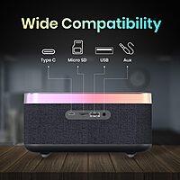 Portronics Trifusion 16W Bluetooth Speaker – 15W Wireless Charging | RGB LED Lights | Black