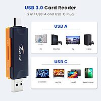 Techie 2 in 1 Card Reader - HUBTC19 (Black Orange)