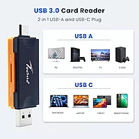Techie 2 in 1 Card Reader - HUBTC19 (Black Orange)