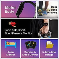 Zebronics DRIP Smart Watch with Bluetooth Calling, 4.3cm (1.69"), 10 built-in & 100+ Watch Faces, 100+ Sport Modes, 4 built-in Games, Voice Assistant, 8 Menu UI, Fitness Health & Sleep Tracker